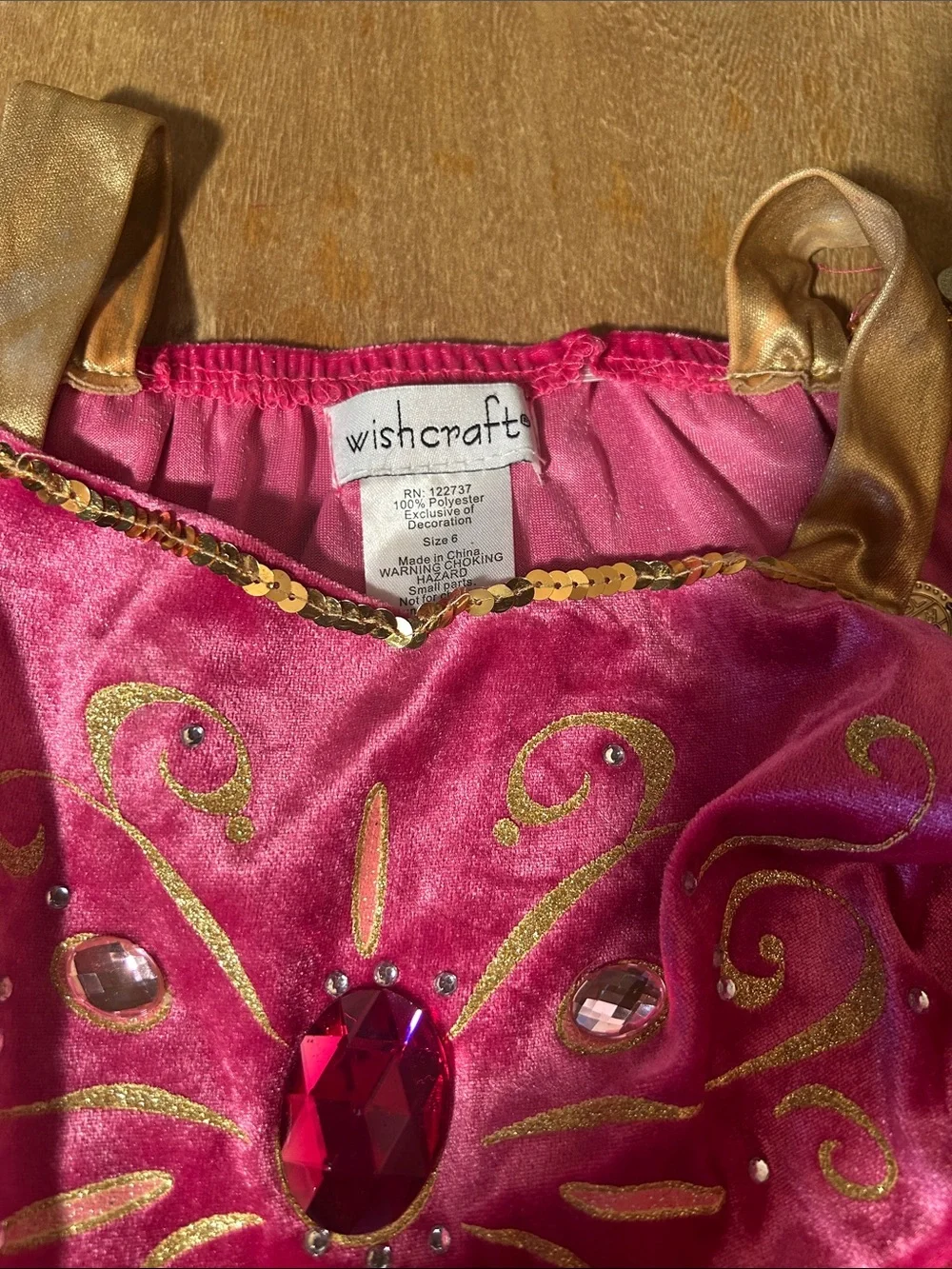 Halloween Girls' Hot Pink Princess Top and pants with Gold Accents